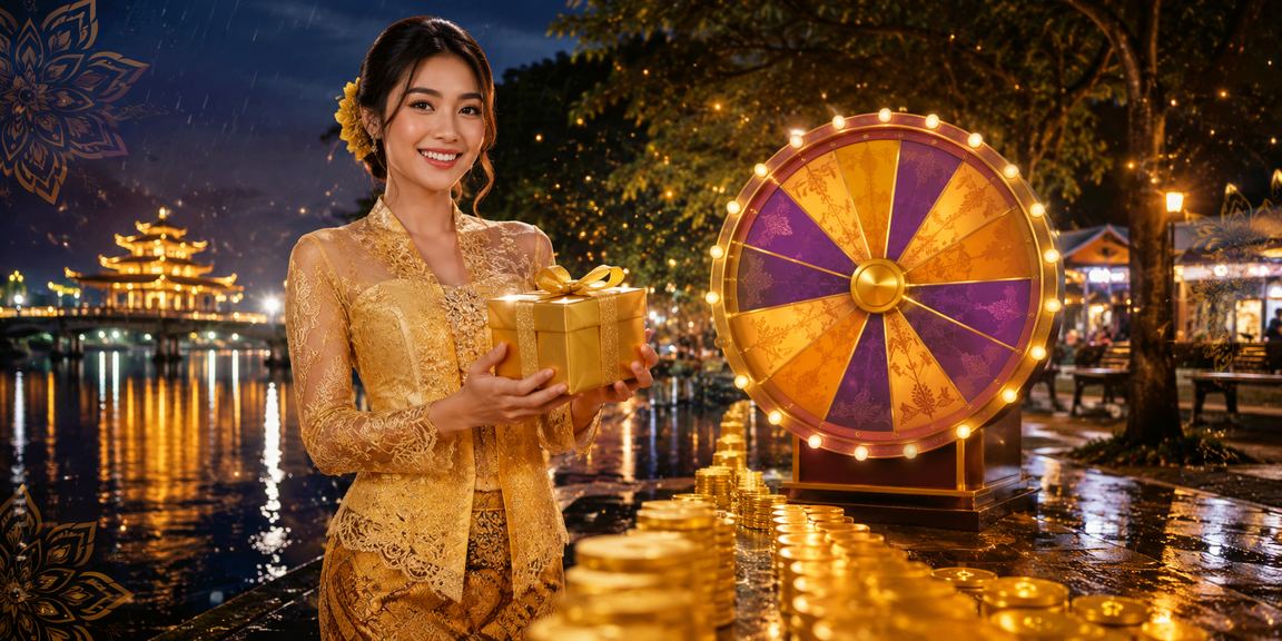 Suasana permainan kasino langsung beridentiti Malaysia dengan pakaian kebaya